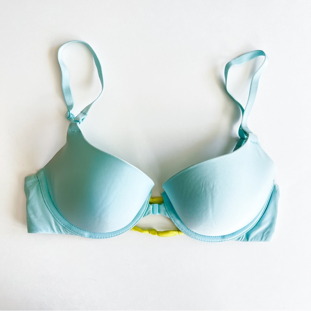 Victoria’s Secret Light Blue and Electric Yellow Bra